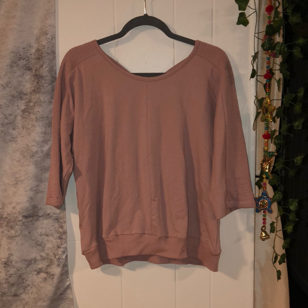 The Sweatshirt Project Sz Sm Crisscross Pink soft Sweatshirt Sweater with mesh